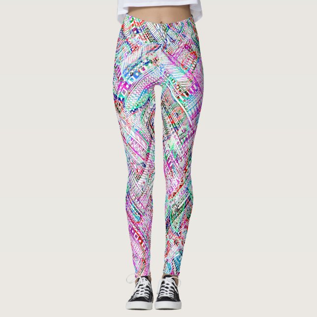 Niedliches farbiges Stammmuster Leggings (Vorderseite)