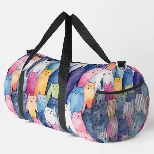 Niedliches Farbkatzenmuster Duffle Bag (Rechte Ecke)