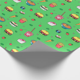 Niedliches Farbmuster auf grüner Seite Geschenkpapier