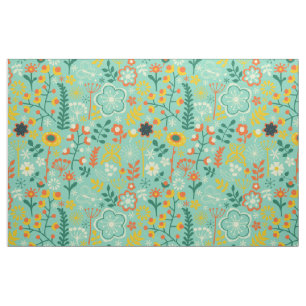 Niedliches Farbstilisiertes Retro-Blume-Muster Stoff