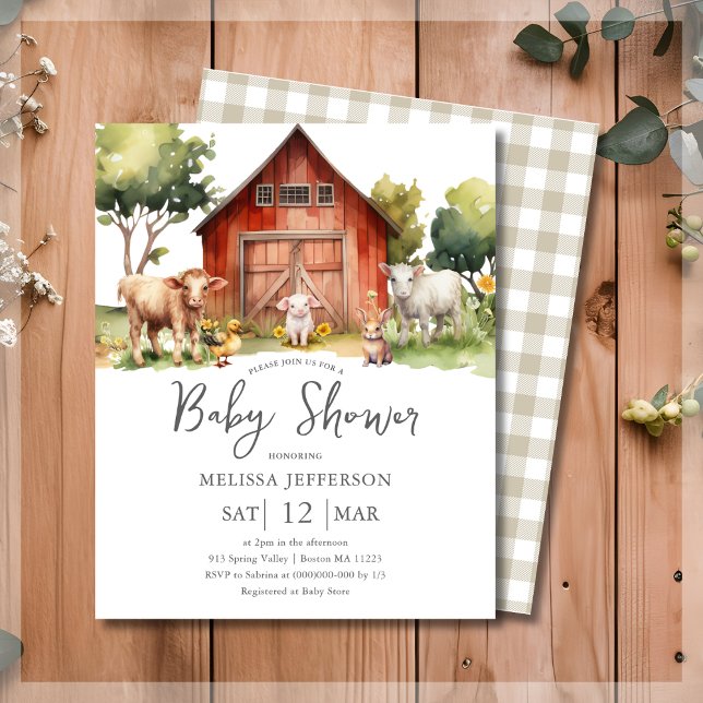 Niedliches Farm Animal Baby Shower Budget Einladun (Von Creator hochgeladen)