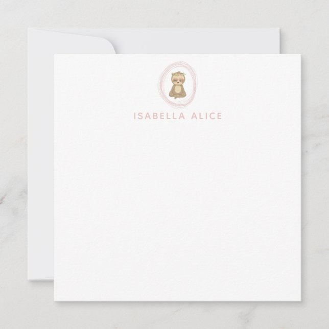 Niedliches Faulenzer Rosa Zen Yoga Lotus Kunst, Di Dankeskarte (Vorderseite)