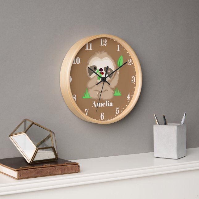 Niedliches Faultier, die Zimmerdekoration für Mädc Uhr (Büro)