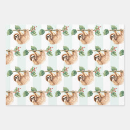 Niedliches Faultier-Muster nach unten Geschenkpapier Set
