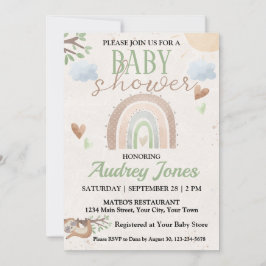 Niedliches Faultier und Boho Rainbow Baby Dusche Einladung