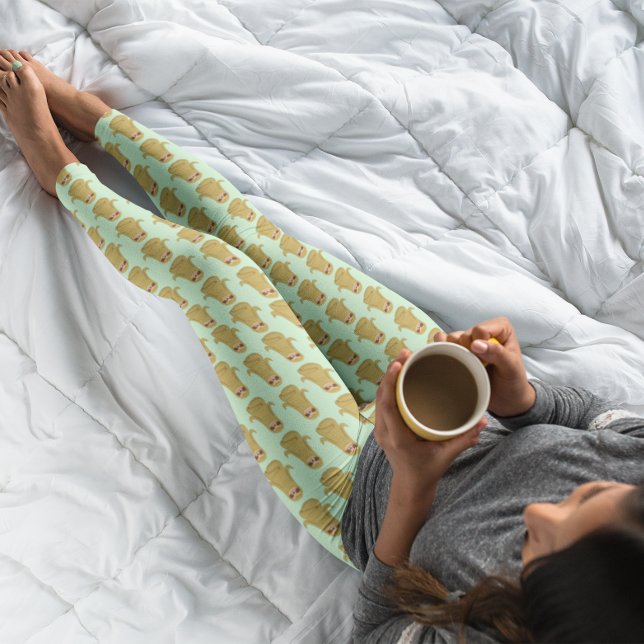 Niedliches Faultier Yoga Lotus Pose blass grün Leggings (Von Creator hochgeladen)