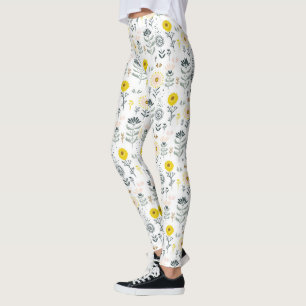 Niedliches Federblumenmuster Leggings