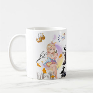 Niedliches Feenmädchen mit Schmetterling & Hirsch Kaffeetasse