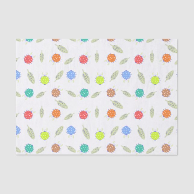 Niedliches Fehlermuster und Blätter Seidenpapier (Vorderseite)