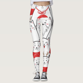 Niedliches Feiertags-Katzen-Muster Leggings