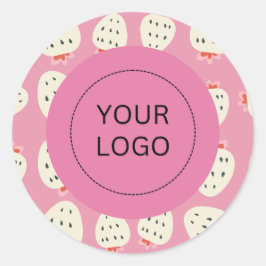 Niedliches Feminine Modern Strawberry Custom-Logo Runder Aufkleber