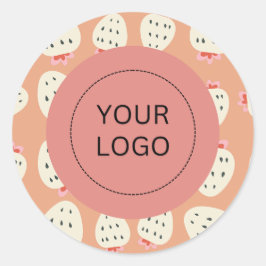 Niedliches Feminine Modern Strawberry Custom-Logo Runder Aufkleber
