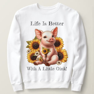 Niedliches Ferkel umgeben von Sonnenblumen Sweatshirt
