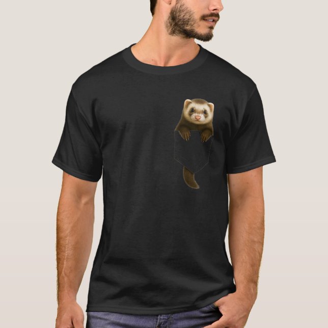Niedliches Ferret Pocket Funny Gift Männer Frauen  T-Shirt (Vorderseite)