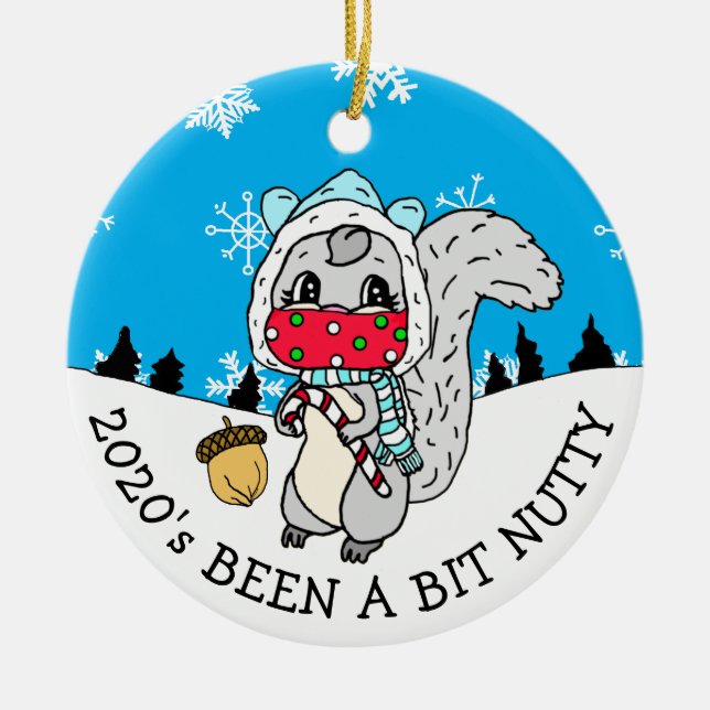 Niedliches festes Eichhörnchen 2020 ist ein schöne Keramik Ornament (Vorne)