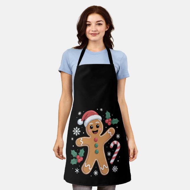 Niedliches festes Lebkuchen Mann Weihnachtskoch Schürze (Getragen)