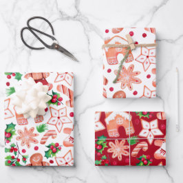Niedliches festes Lebkuchengebäck Weihnachten Geschenkpapier Set
