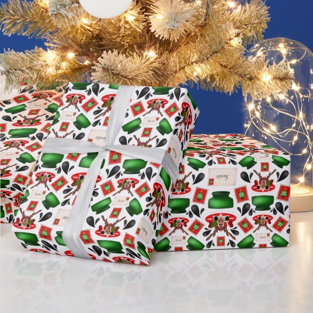 Niedliches festes Red Kasky Weihnachtsfest Geschenkpapier (Feiertage)