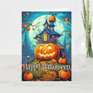 Niedliches festes Spuk Haus Frohe Halloween Karte
