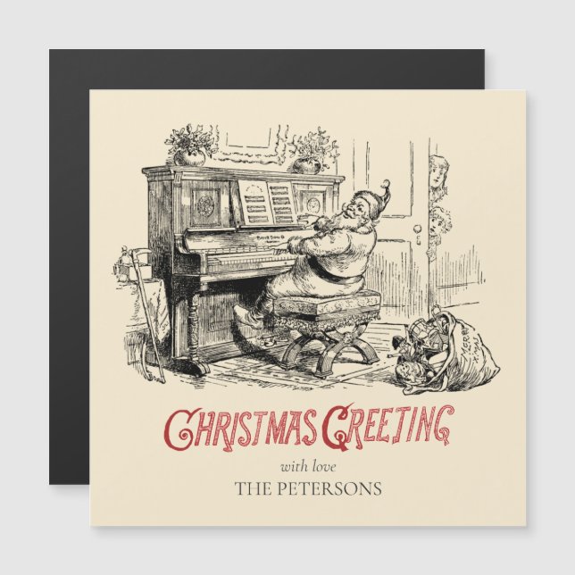 Niedliches Festfest Vintager Viktorianischer Weihn Magnetkarte (Vorne/Hinten)