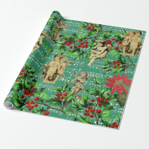 Niedliches festliches Vintages Angel Cherubs Heili Geschenkpapier