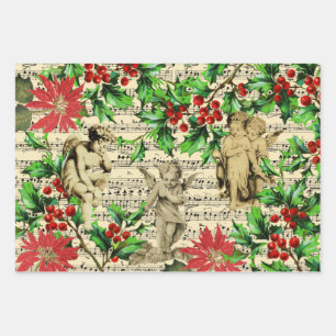 Niedliches festliches Vintages Angel Cherubs Heili Geschenkpapier Set