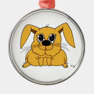 Niedliches Fett Bunny Round Ornament Aus Metall