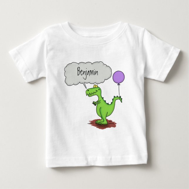 Niedliches Feuer atmet grün lustiger Drache Cartoo Baby T-shirt (Vorderseite)