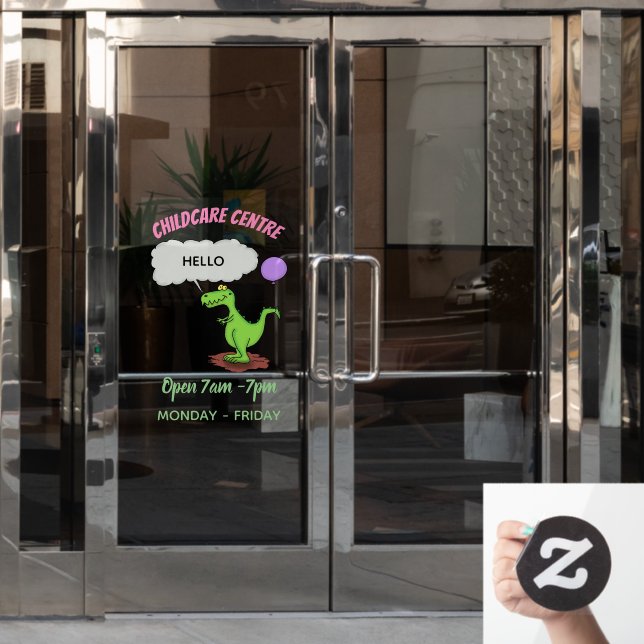 Niedliches Feuer atmet grün lustiger Drache Cartoo Fensteraufkleber (Büro Tür)