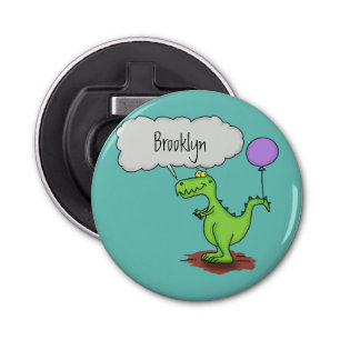 Niedliches Feuer atmet grün lustiger Drache Cartoo Flaschenöffner