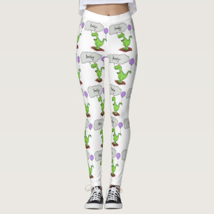 Niedliches Feuer atmet grün lustiger Drache Cartoo Leggings