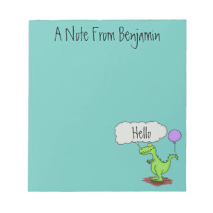 Niedliches Feuer atmet grün lustiger Drache Cartoo Notizblock