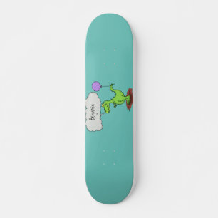 Niedliches Feuer atmet grün lustiger Drache Cartoo Skateboard