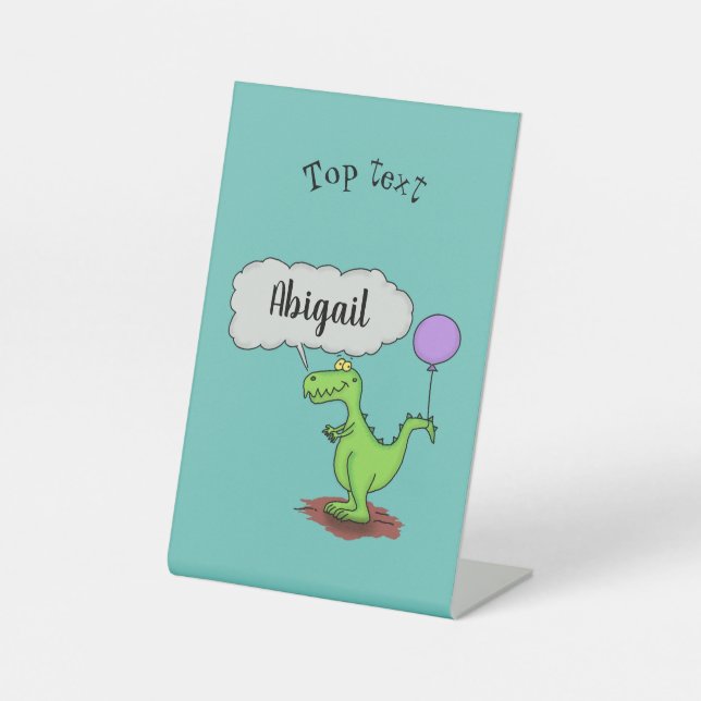 Niedliches Feuer atmet grün lustiger Drache Cartoo Sockelschild (Vorderseite)