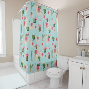Niedliches Fiesta Llama & Cactus Pattern Duschvorhang