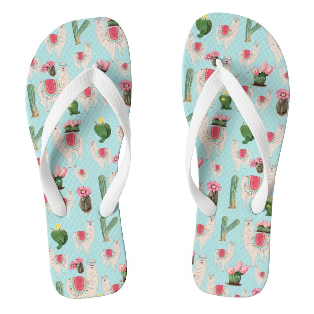 Niedliches Fiesta Llama & Cactus Pattern Flip Flops (Fußbett)