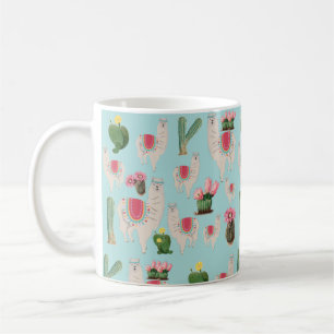 Niedliches Fiesta Llama & Cactus Pattern Kaffeetasse