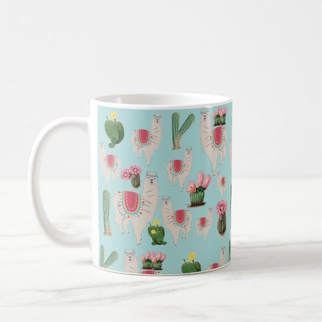 Niedliches Fiesta Llama & Cactus Pattern Kaffeetasse (Links)