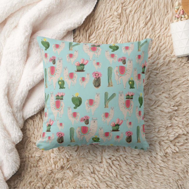 Niedliches Fiesta Llama & Cactus Pattern Kissen (Decke)