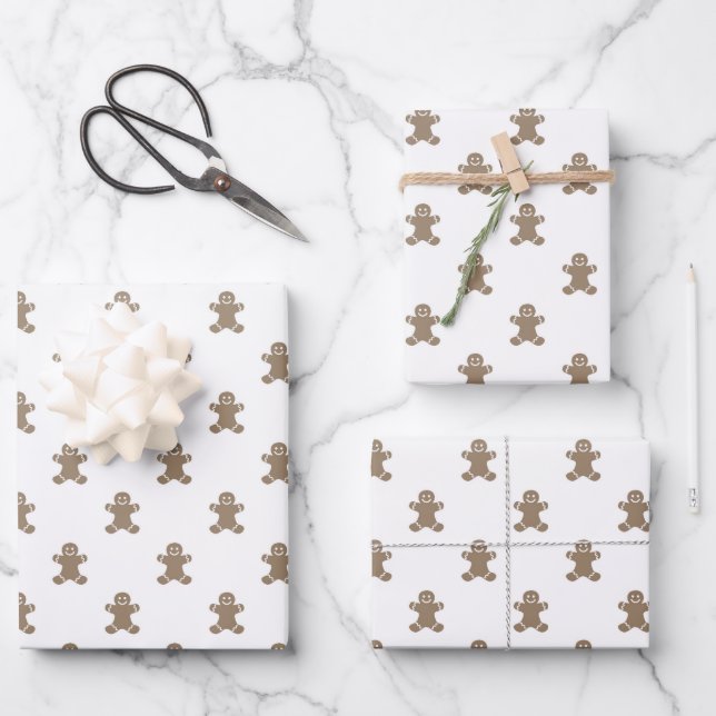 Niedliches Fingerbrettmuster aus Weißgold Geschenkpapier Set (Vorderseite)