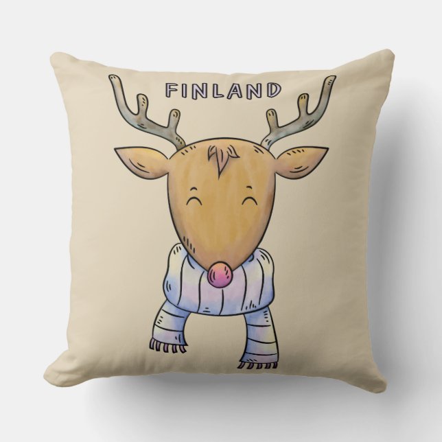 Niedliches Finnland Rentierwurfkissen Kissen (Vorderseite)