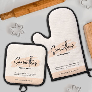 Niedliches Firmenlogo - Orange Watercolor Ofenhandschuh & Topflappen-Set