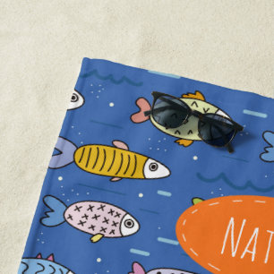 Niedliches Fischmuster Personalisierte Kids Strandtuch