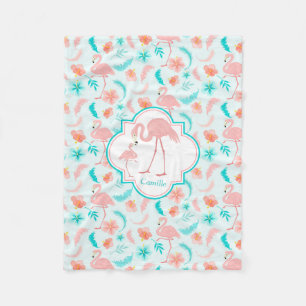 Niedliches Flamingo-Mama-und Baby-Muster Fleecedecke