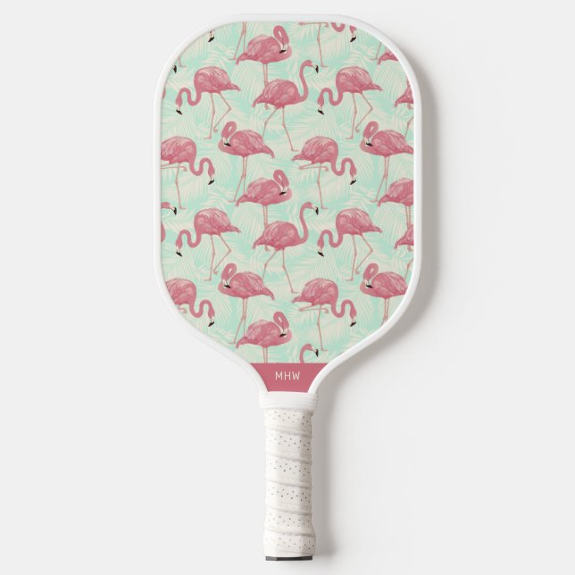 Niedliches Flamingo-Muster, benutzerdefiniert Pickleball Schläger (Vorderseite)