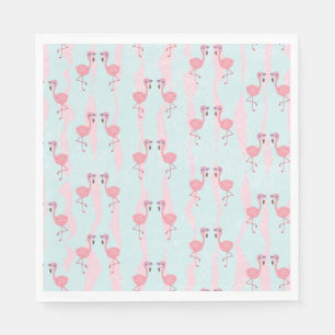 Niedliches Flamingo-Muster in rosa und grünem Par Serviette