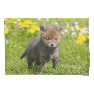 Niedliches flaumiges Baby-Tier roten Fox CUB, Kissenbezug