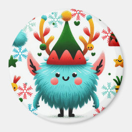 Niedliches flauschiges Weihnachtsmonster Magnet