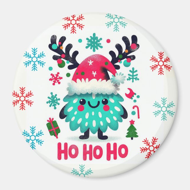 Niedliches flauschiges Weihnachtsmonster Magnet (Vorne)