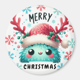 Niedliches flauschiges Weihnachtsmonster Magnet